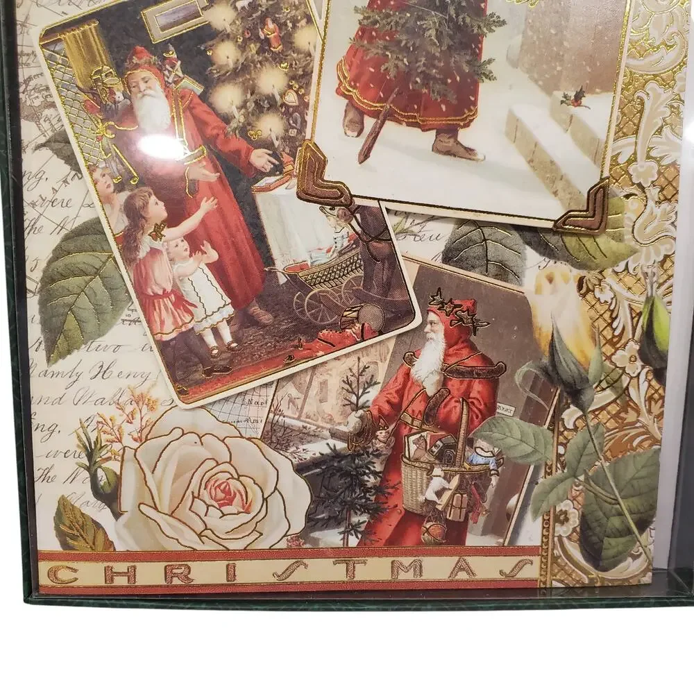 Vintage Santa Claus Christmas Cards Victorian Punch Studio Cards Gold Accents